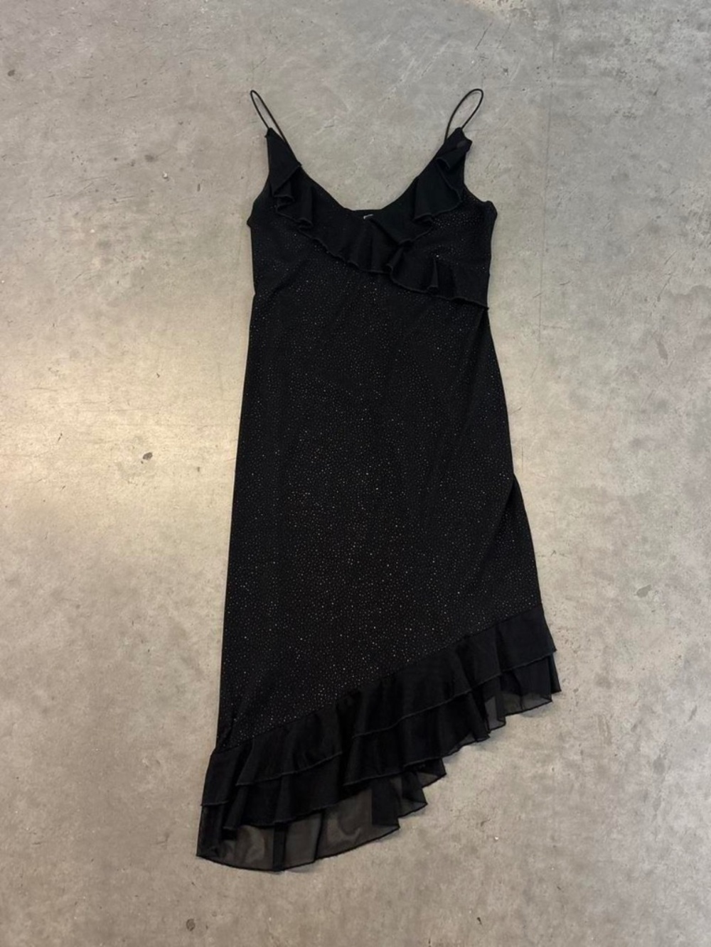 Y2K City Triangles Black Sparkly Mini Dress